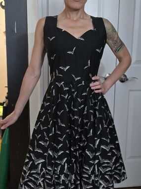 Black Friday by Dangerfield Bat Print Gothabilly Dress